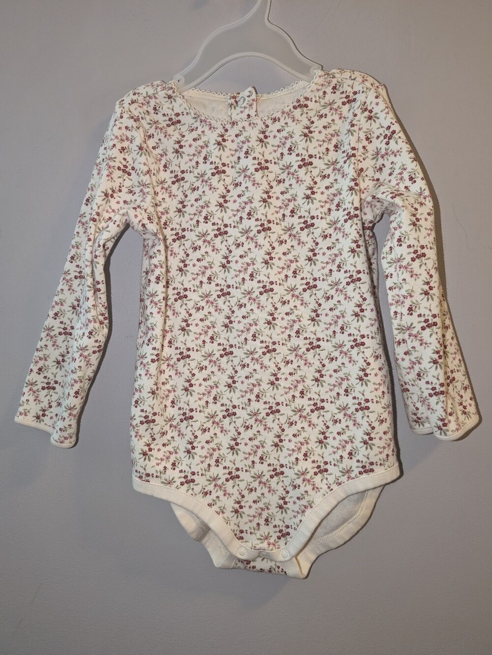 🐎 Gymboree Rocky Mountain Girls Cream Floral Long-Sleeved One-Piece Bodysuit 3T